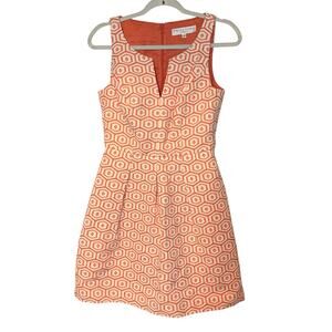 Trina Turk Jaquard Solange Spring Orange Fitted Geometric Retro Mini Dress 4